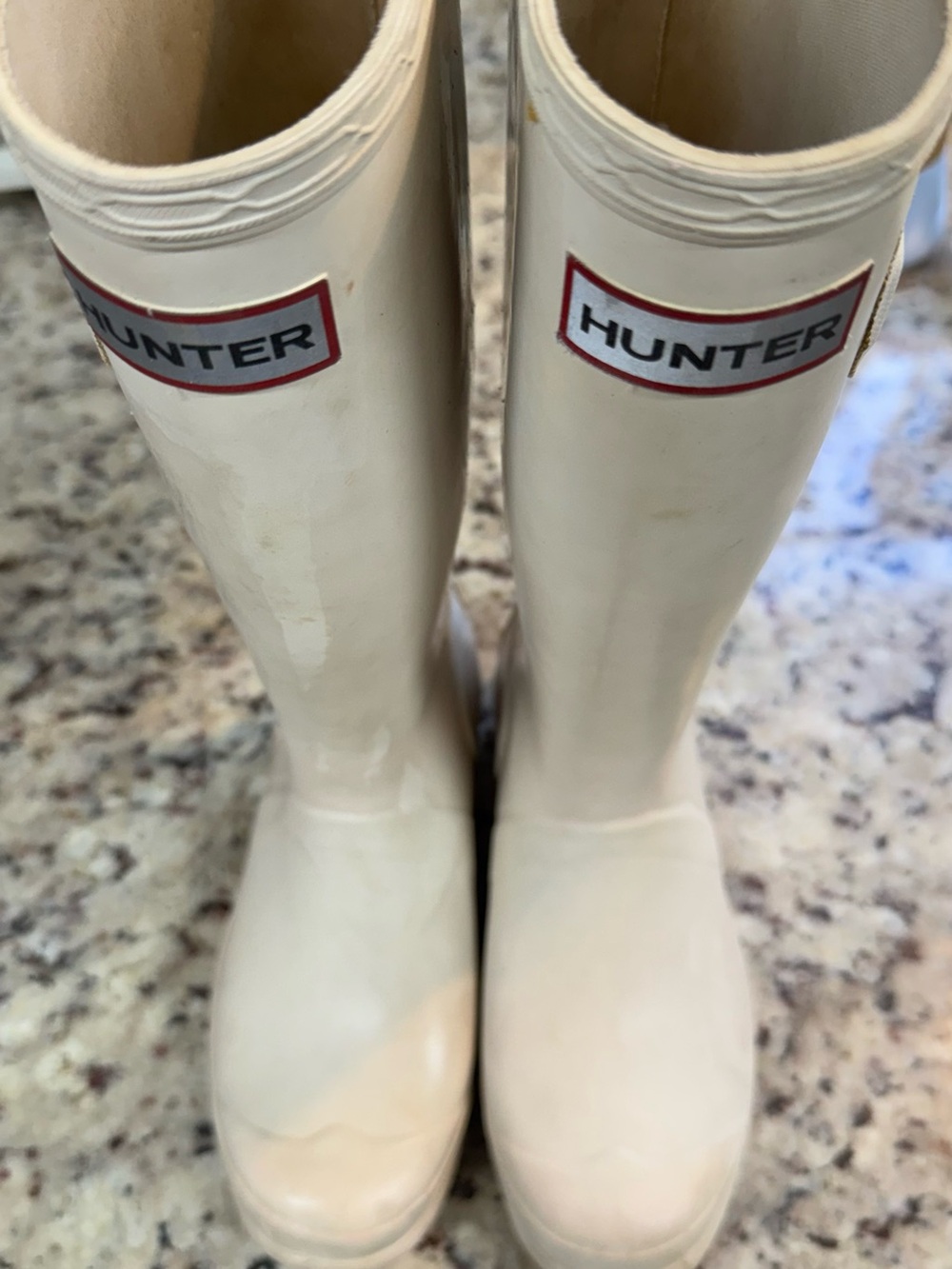Hunter Gloss Cream Tall Rain Boots